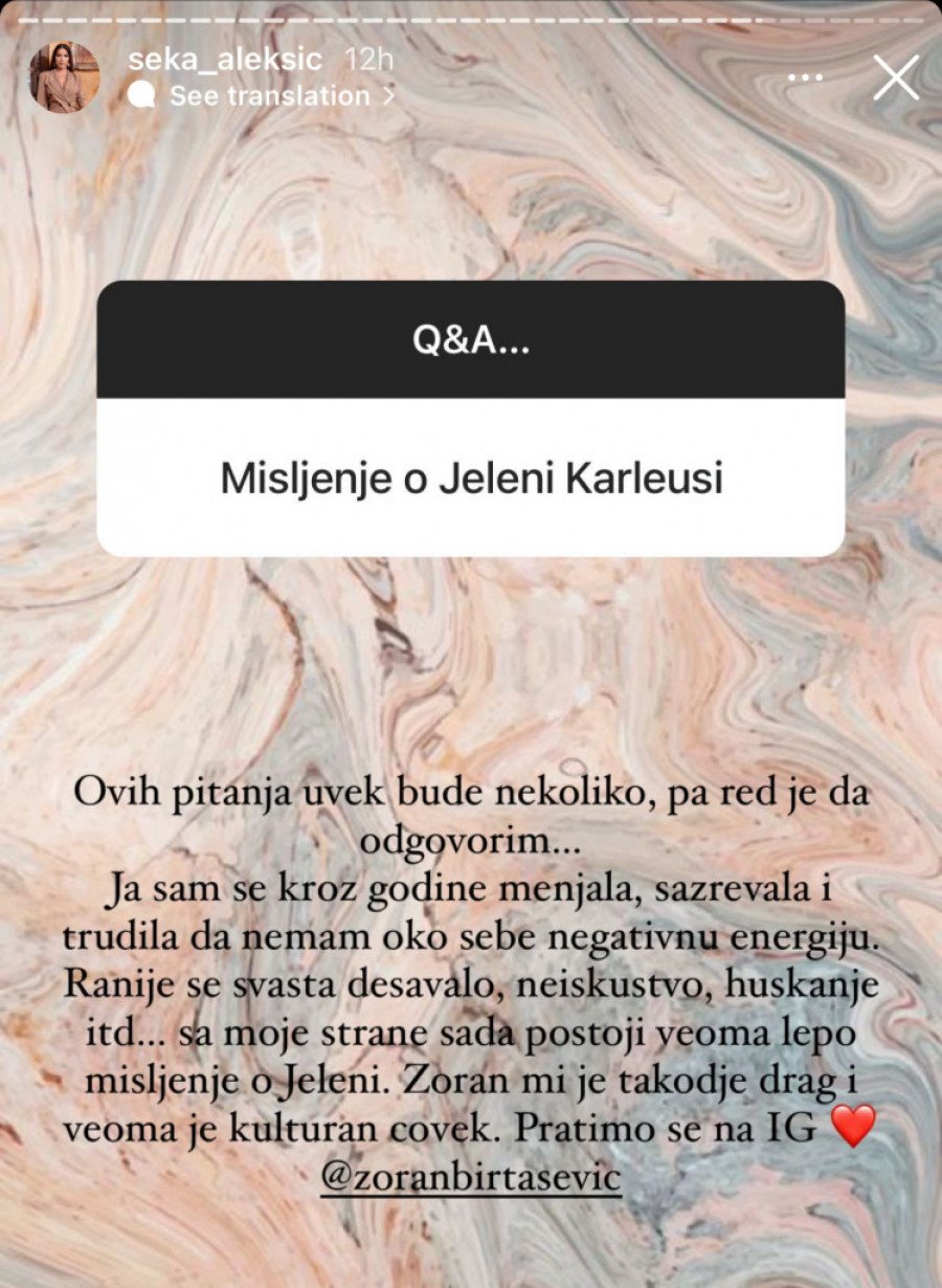 Seka Aleksić o Jeleni Karleuši