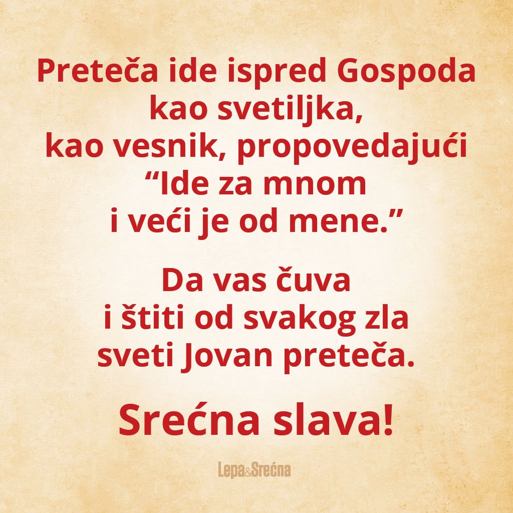 cestitke za slavu sveti jovan