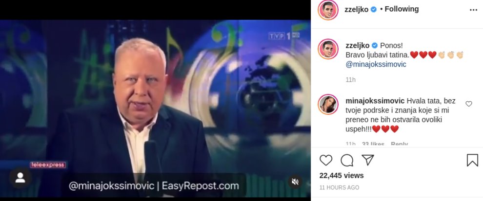 ćerka željka joksimovića mina