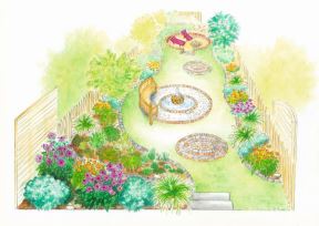Ideja za zanimljivo dvorište: kako da okruglim oblicima ulepšate usku baštu