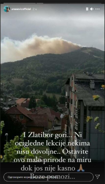Ana Sević objavila sliku požara na Zlatiboru