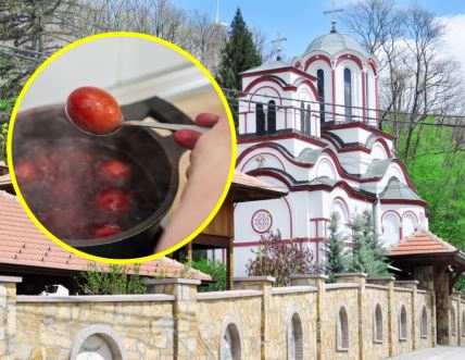 Kuvanje jaja za Uskrs u manastiru Tumane