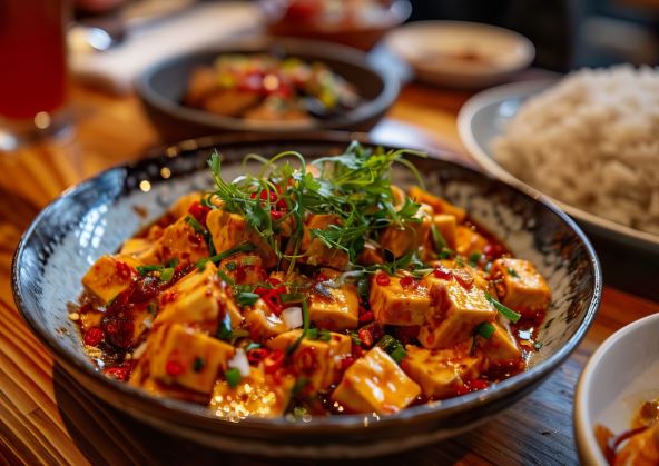 Tofu činija sa začinima i povrćem