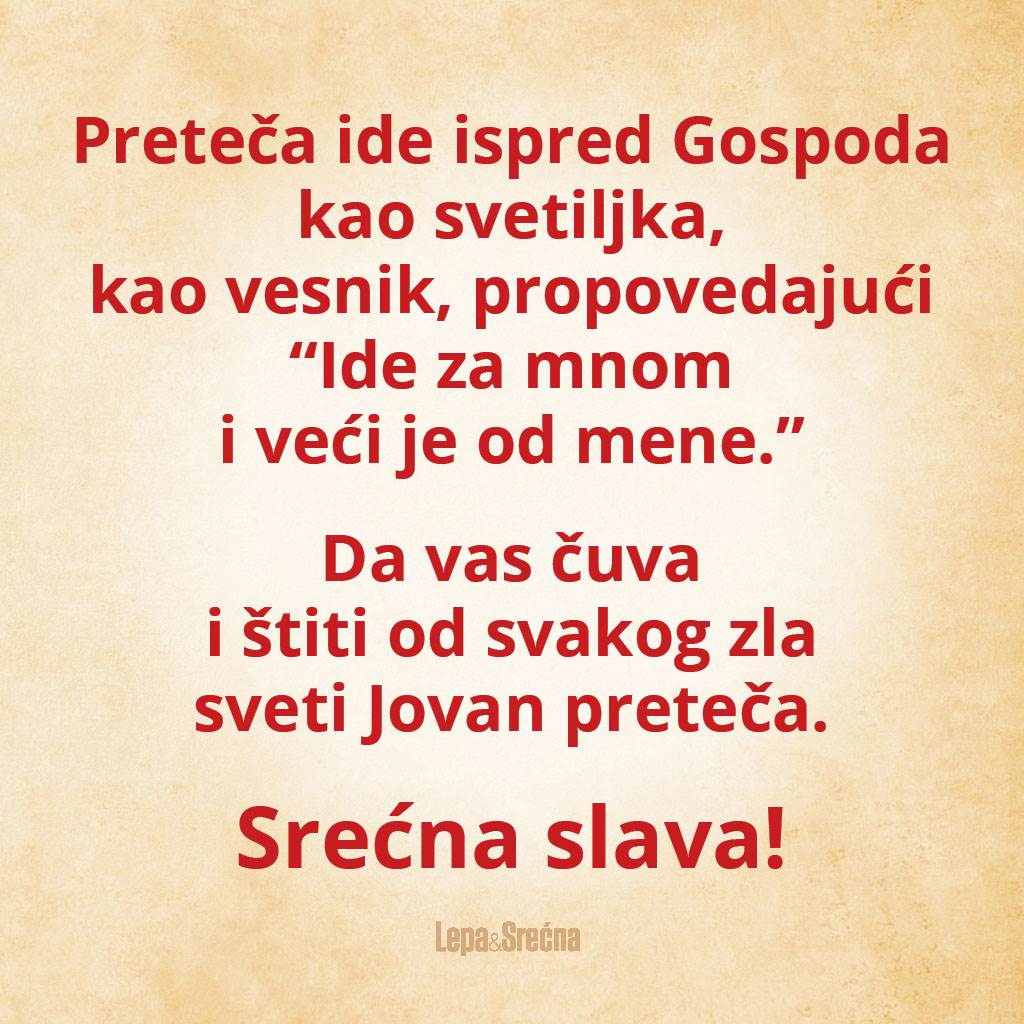 cestitke za slavu sveti jovan