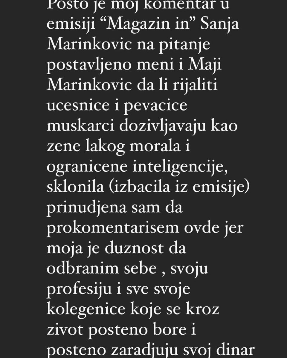 Kaća Živković o Sanji Marinković