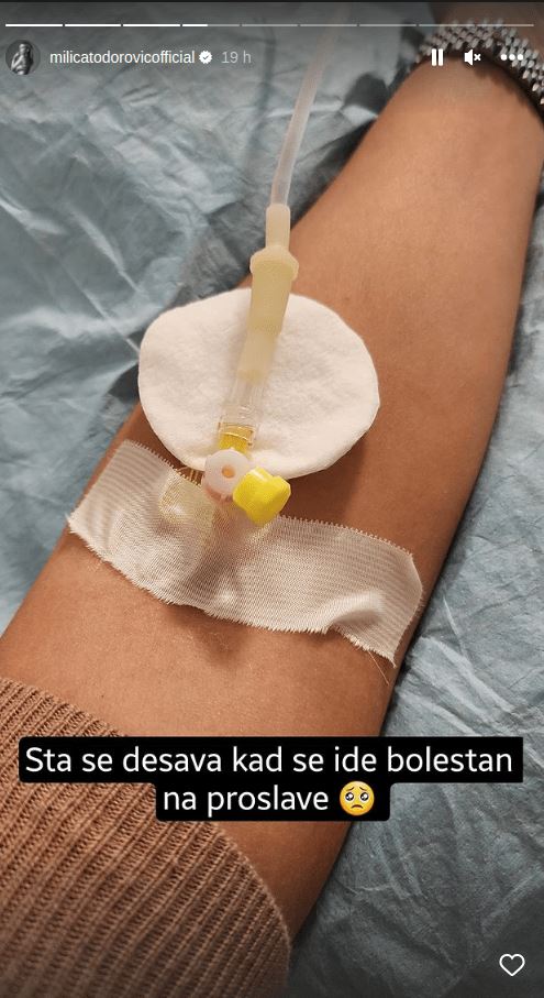 Milica Todorović završila na infuziji