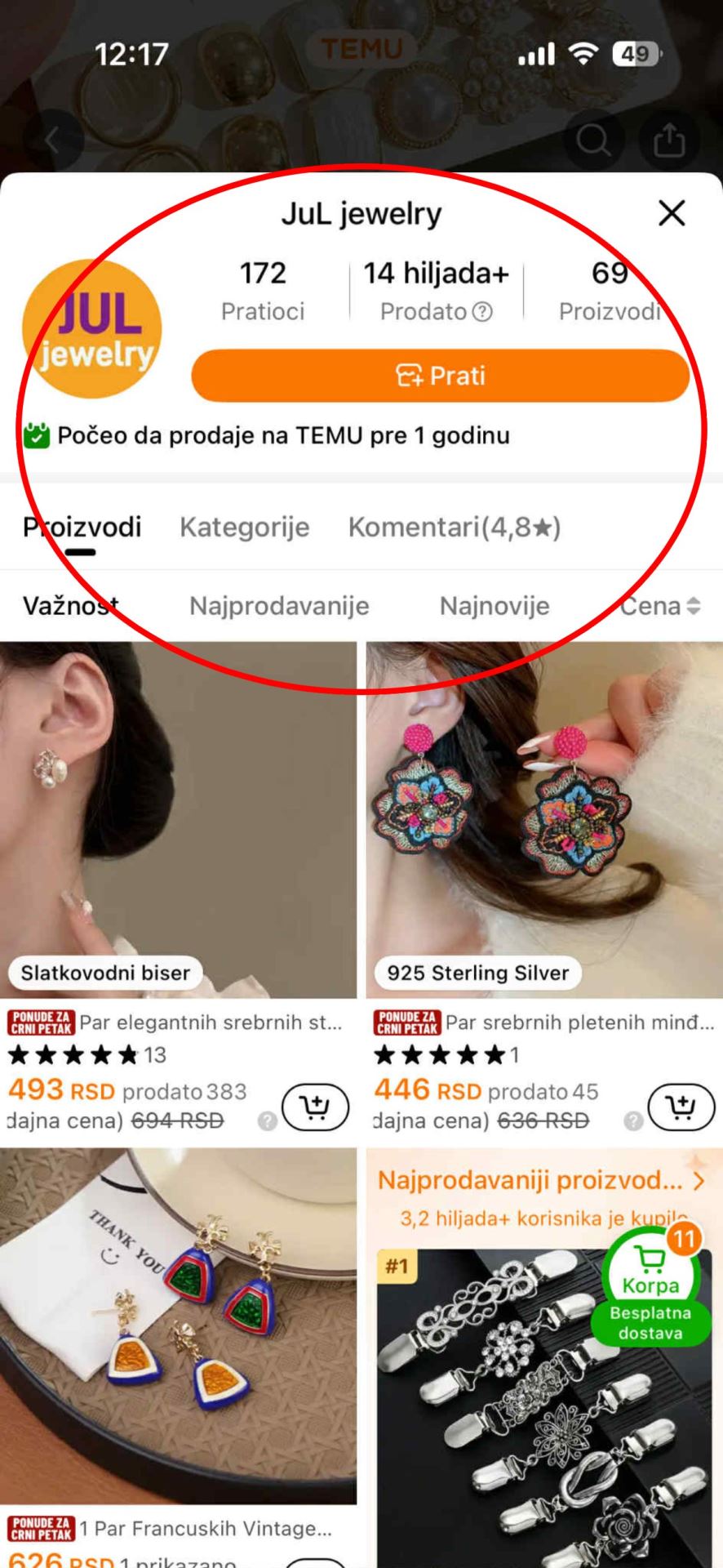 Temu prodavac