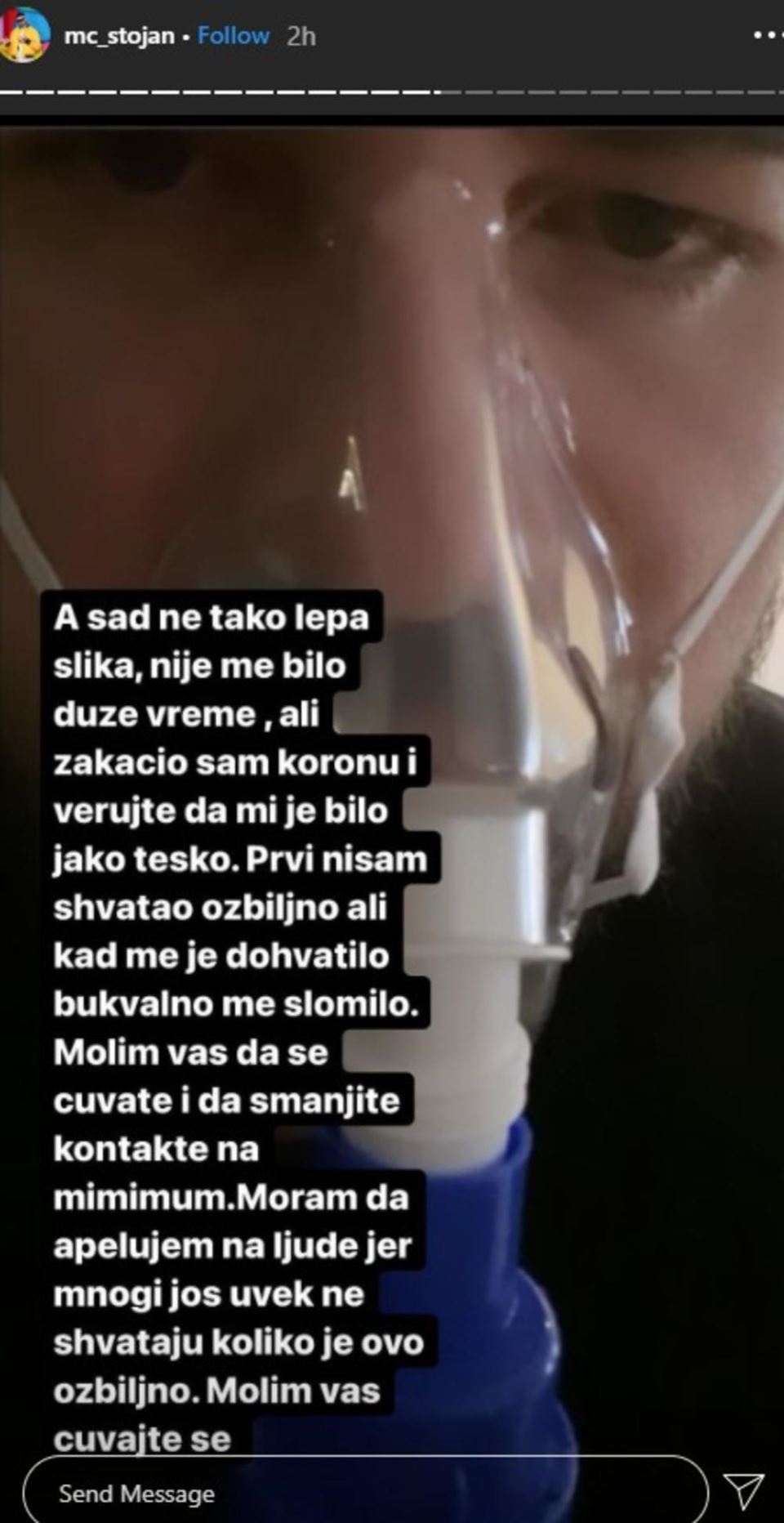 mc stojan korona virus instagram poruka slika