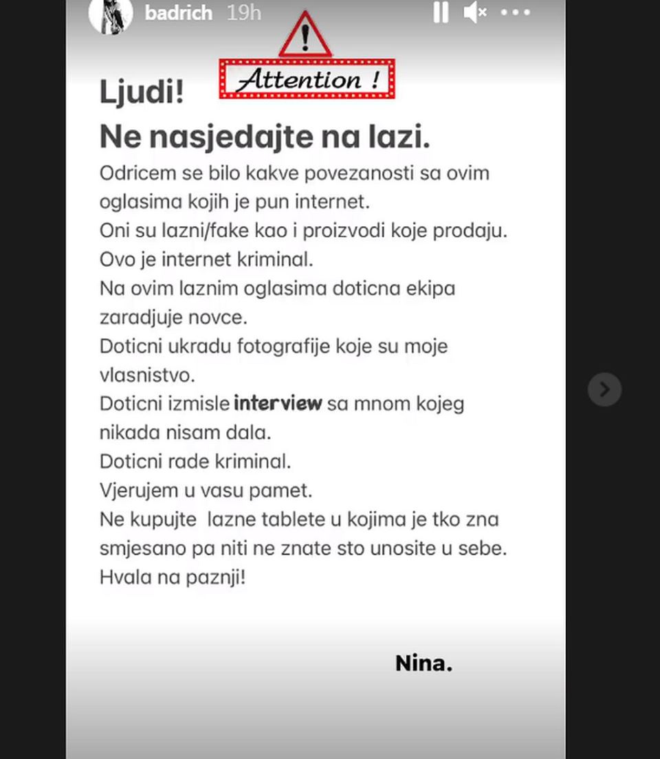 Upozorenje - Nina Badric